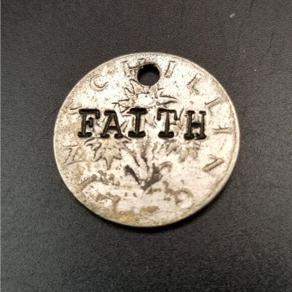 Faith silver medallion necklace pendant cottagecore. P121 - Picture 1 of 1